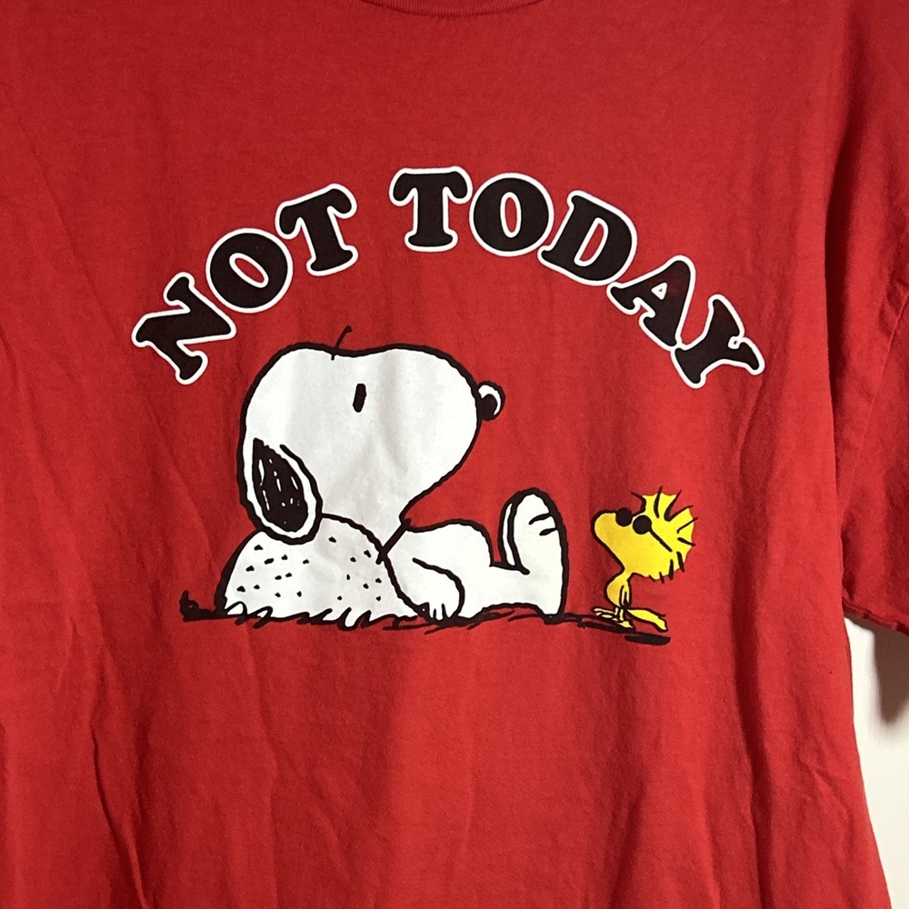 Adult T-Shirt Peanuts Hybrid Snoopy & Woodstock - Not Today-XL Red - Picture 2 of 4